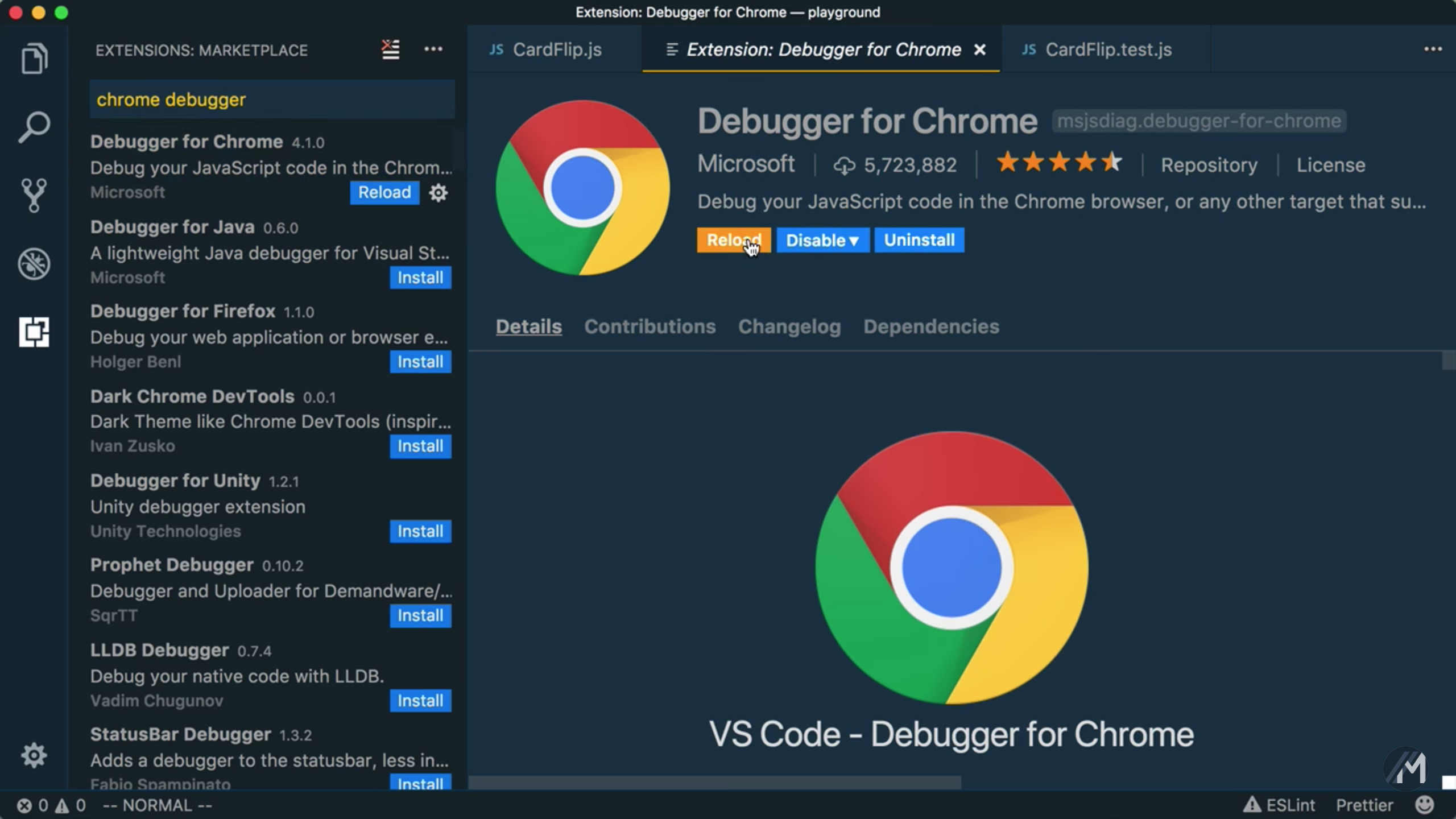 Screenshot of Debugger for Chrome Extension