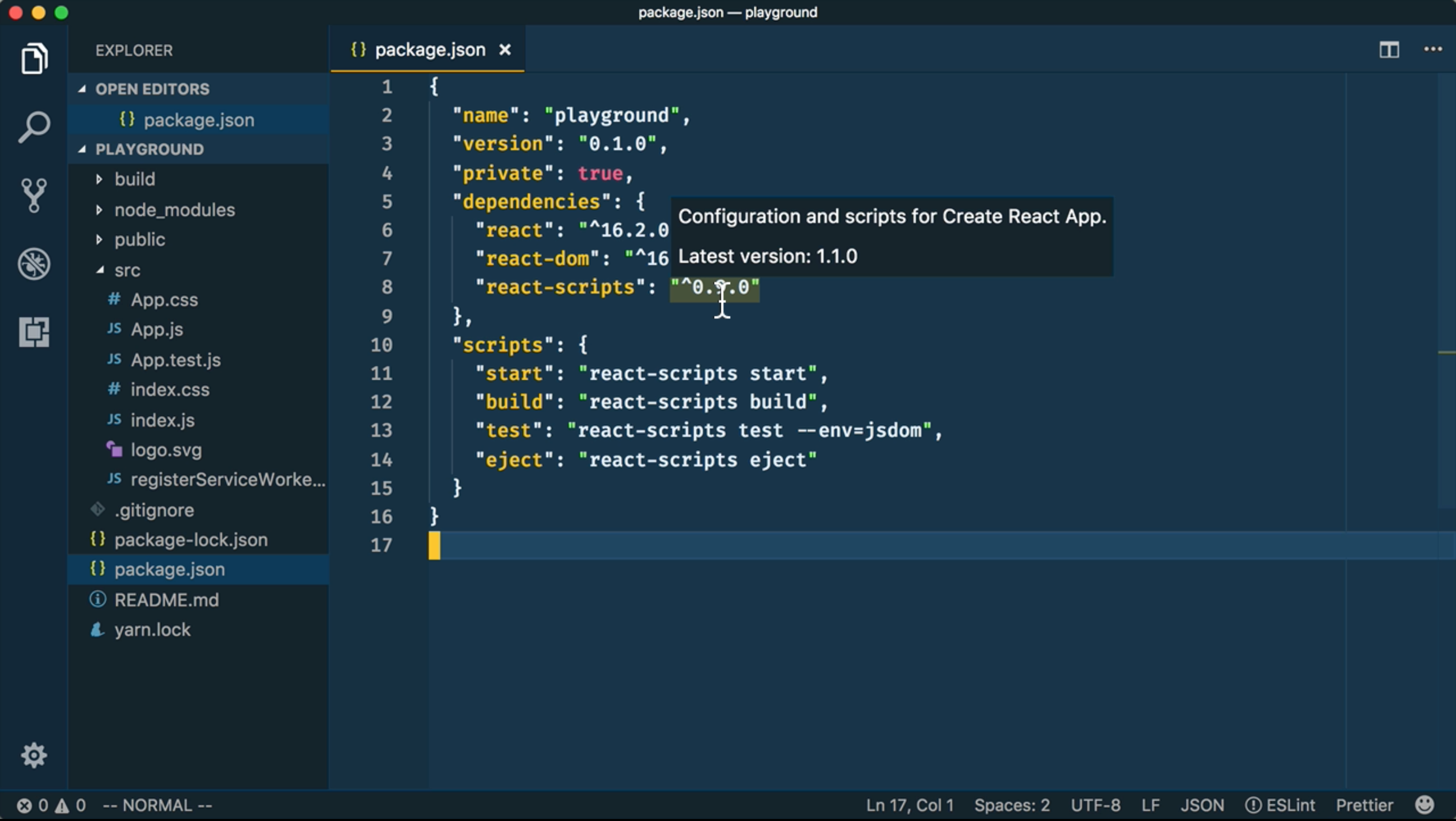 Screenshot of Native VSCode Feature