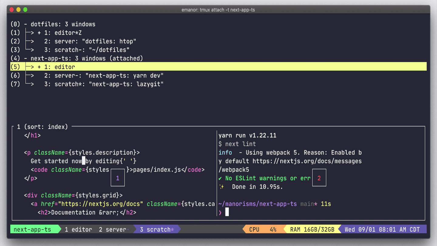 Tmux switching windows