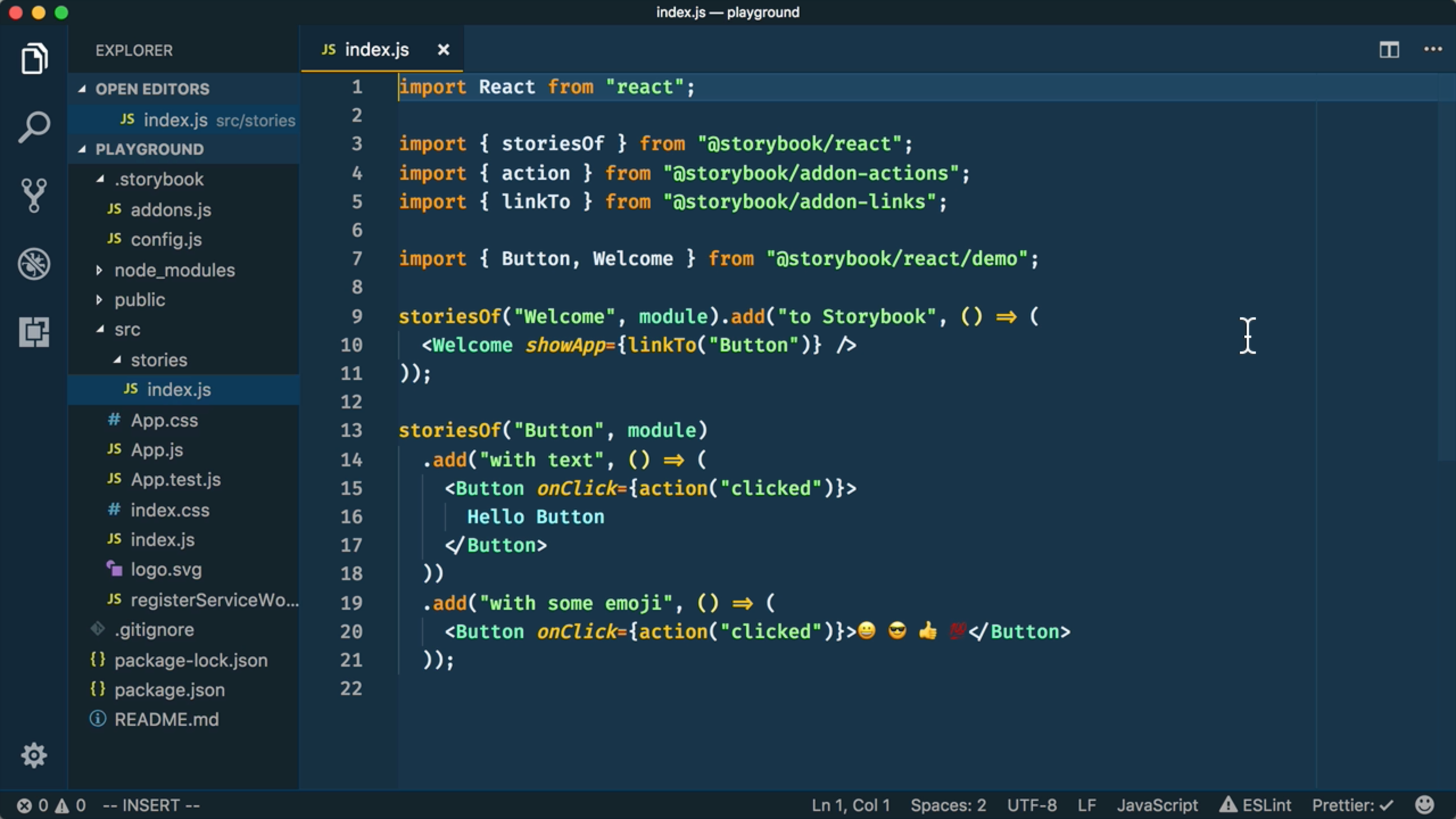 Screenshot of VS Code and index.js
