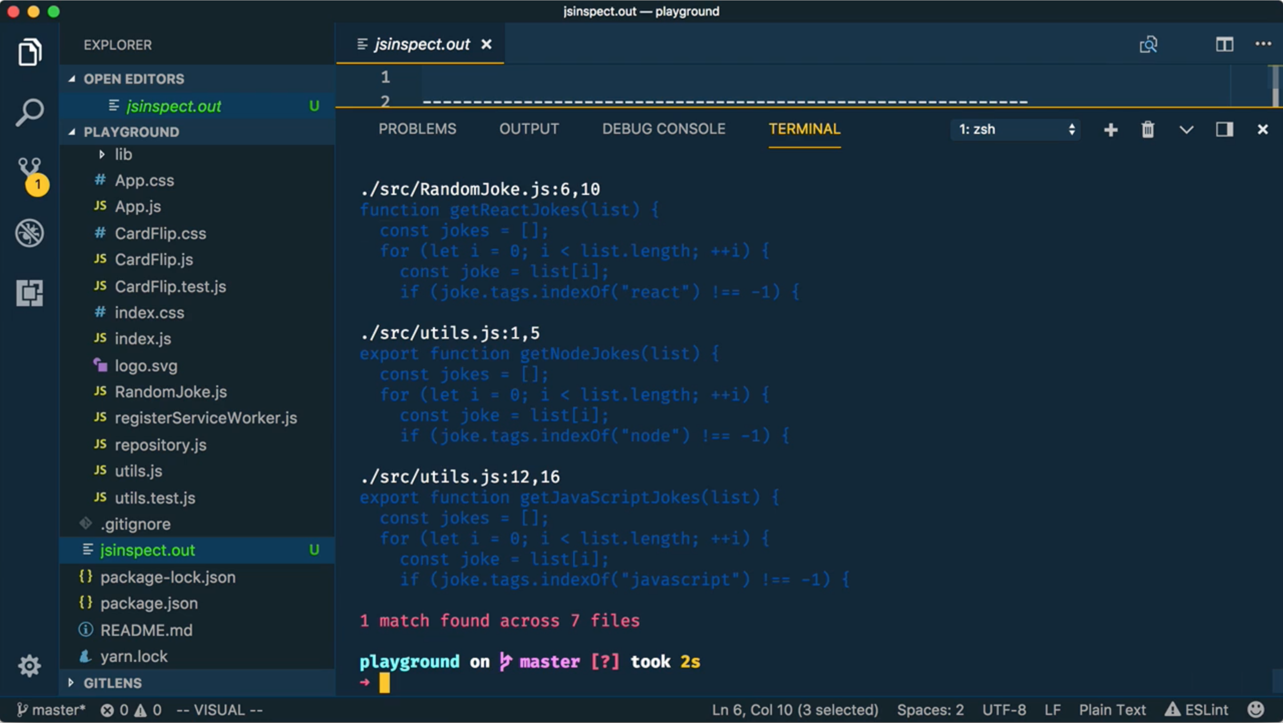 screenshot of utils.js before